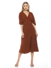 Alexia Admor August Draped Midi Fit & Flare Dress In Brown