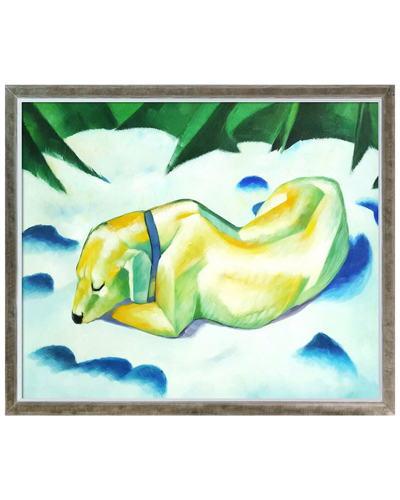 Overstock Art Dog Lying In The Snow By Franz Marc Framed Wall Art In Multi