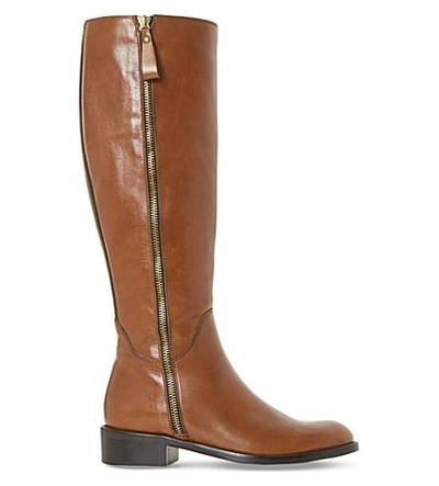 Dune Ladies Brown Luxe Tillyy Leather Riding Boots In Tan-leather