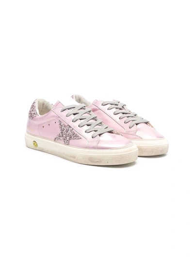 Golden Goose May Laminated Sneakers In Pink