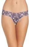 Hanky Panky Pinwheel Low-rise Floral-print Lace Thong In Grey Multi