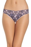 Hanky Panky Pinwheel Original-rise Floral-print Lace Thong In Grey Multi