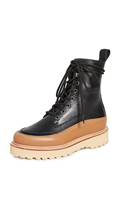 Ulla Johnson Etna Colorblock Leather Combat Boots In Black