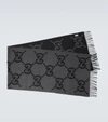 Gucci Gg Cashmere Jacquard Scarf In Black