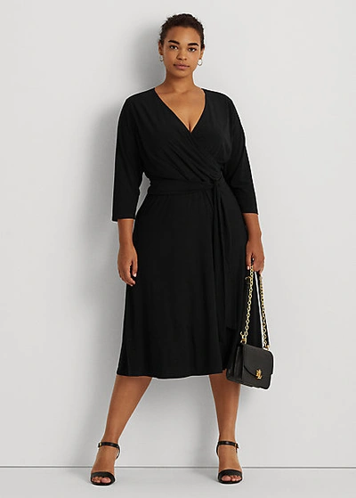 Lauren Woman Surplice Jersey Dress In Black