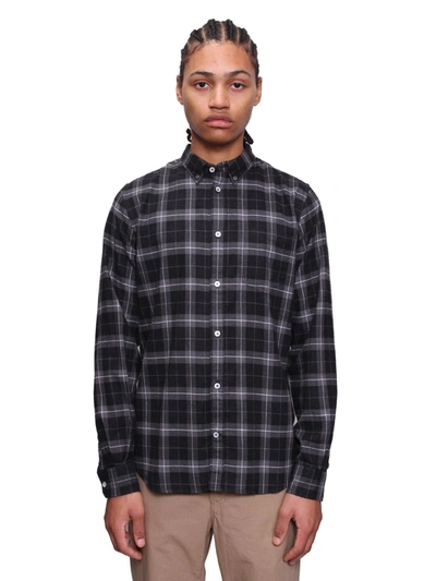 Norse Projects Anton Brushed Flannel Shirt - Charcoal Check In Charcoal Melange