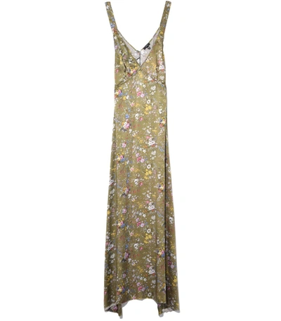 slim fit dress slacks Green Floral Mini Slip Dress