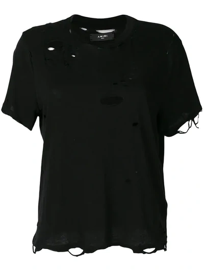 Amiri Distressed Tee White Cotton Tshirt In Black