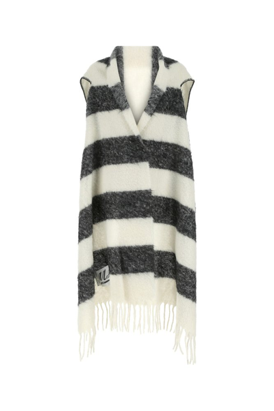Marni Striped Arm-hole Knitted Scarf In Black