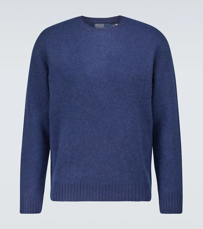 Polo Ralph Lauren Washable Cashmere Solid Regular Fit Crewneck Sweater In Light Rustic Navy Heather