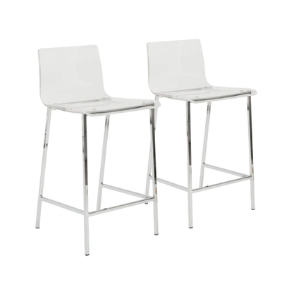 Euro Style Chloe Counter Stools In Clear Acrylic, Set Of 2 In Silver