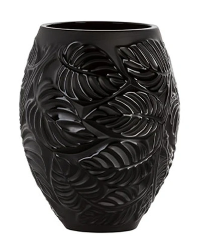 Lalique Feuilles Vase - Black
