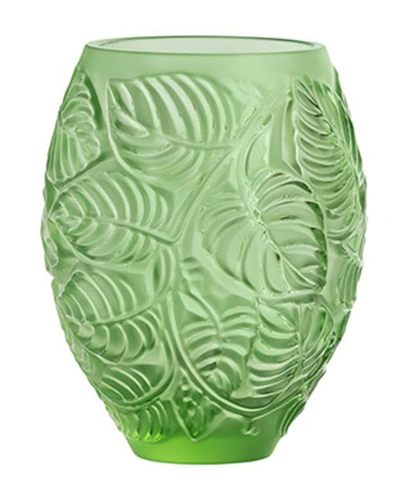 Lalique Feuilles Vase - Green