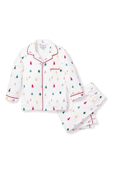Petite Plume Unisex Holiday Trees Pyjama Set - Baby, Little Kid, Big Kid In White