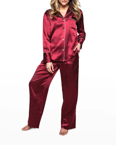 Petite Plume Bordeaux Polka Dots Silk Pajama Set