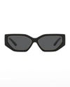 Tory Burch Geometric Rectangle Propionate Sunglasses In Black