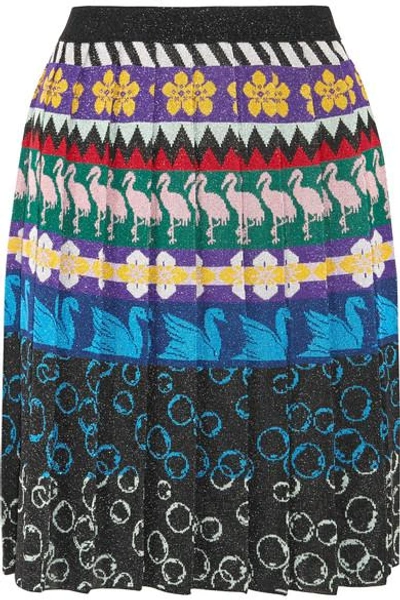 Mary Katrantzou Mandy Pleated Metallic Stretch-knit Skirt In Multicolour