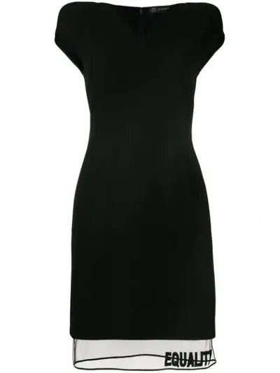 Versace Appliquéd Tulle-trimmed Wool-blend Mini Dress In Black