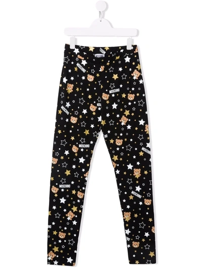 Moschino Kids' Star-print Leggings In Black