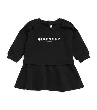 Givenchy Babies' Kids Ruffled Logo Sweatshirt Dress (6-36 Months) In Black