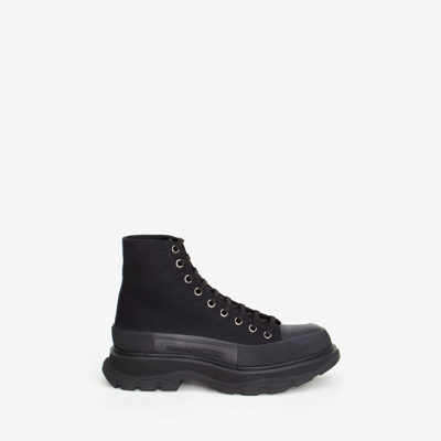 Alexander Mcqueen Leather Tread Slick High-top Platform Trainers In Black