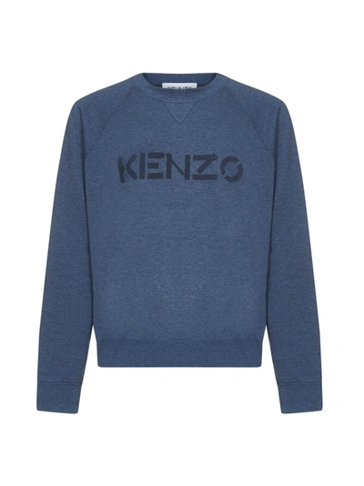 Kenzo Sweater With Logo Inlay In Blue