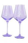 Estelle Colored Glass Set Of 2 Stem Wineglasses In Lavender