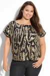 Vince Camuto Sequin Pattern Top In Black/ Multi