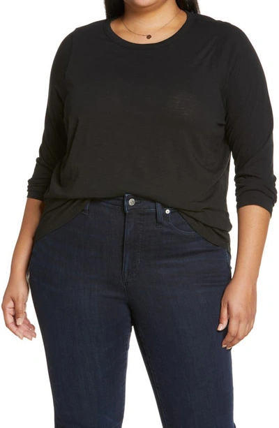 Madewell Whisper Cotton Long Sleeve T-shirt In True Black