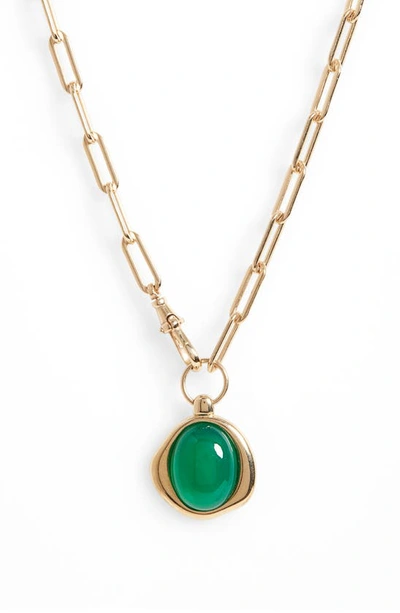 Loren Stewart Gold Vermeil Agate Pendant Chain Necklace