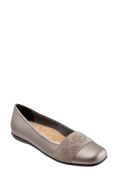 Trotters Women's Samantha Ballet Flat Women's Shoes In Pewter Metal Gem