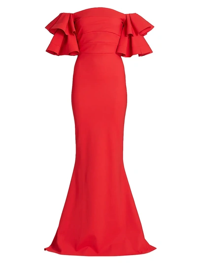 Chiara Boni La Petite Robe Parvati Off-the-shoulder Gown In Passion