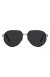 Dior Cd Link A1u 61mm Pilot Sunglasses In Shiny Paladium Smoke