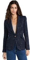 L Agence Chamberlain Sequin-embellished Metallic Tweed Blazer In Blue