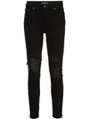 Amiri Distressed Skinny Jeans With Under Layer In Black