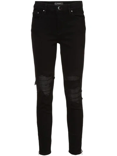 Amiri Distressed Skinny Jeans With Under Layer In Black