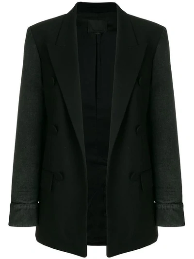 Alexander Wang Single Breasted Blazer With Denim Sleeves In Black