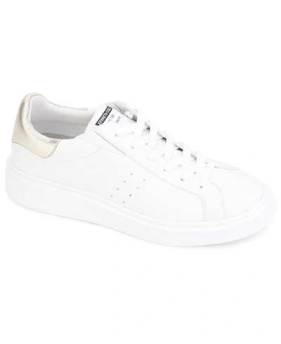 Kenneth Cole New York Women's Kam Platform Lace Up Sneakers Women's Shoes In White/ Shiny Light Gold