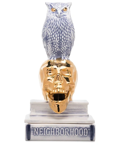 Neighborhood Blue, White And Gold Owl Skull Incense Chamber