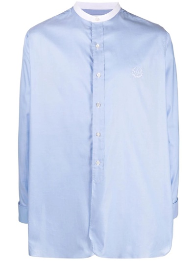 Maison Margiela Shirt With Embroidered Logo In Azure