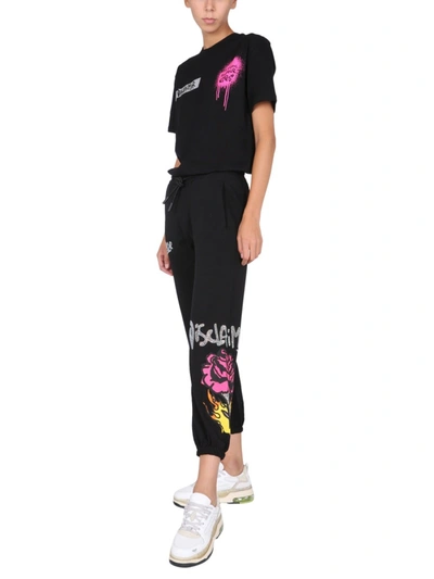 Disclaimer Jogging Pants With Rhinestones Logo In Black