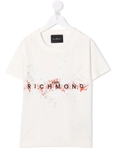 John Richmond Junior Kids' Logo-print Cotton T-shirt In White