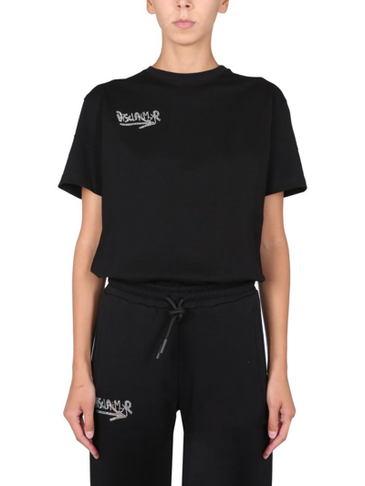 Disclaimer T-shirt With Crystal Logo In Black