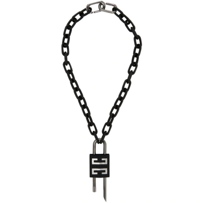 Givenchy Lock Matte Oval Link Necklace In Black