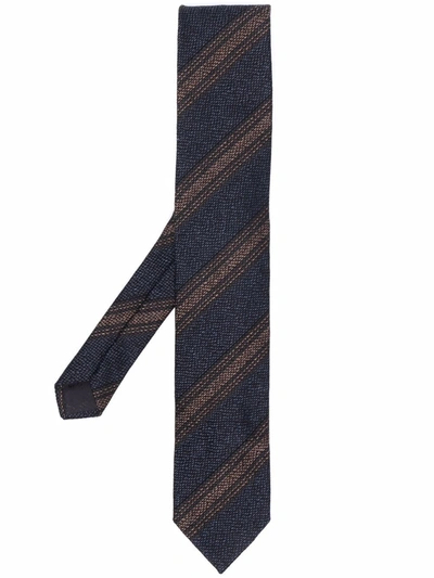Lardini Striped Jacquard Tie In 蓝色