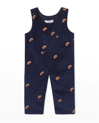 Classic Prep Childrenswear Kids' Boy's Tucker Corduroy Overalls In Blue Footballs