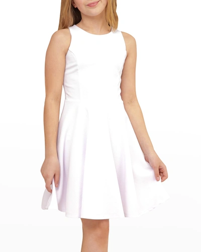 Un Deux Trois Kids' Girl's Sleeveless Fit-and-flare Dress In White