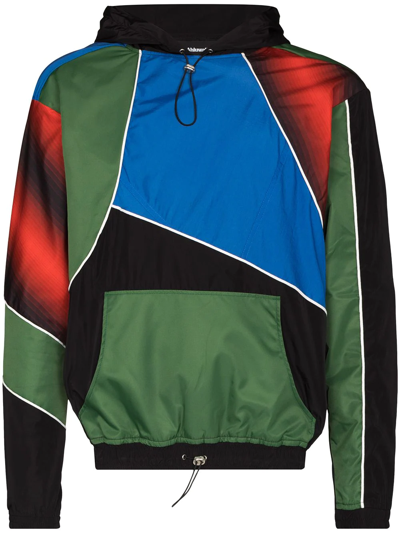 Ahluwalia Marshall Upcycled-shell Hooded Sweatshirt In Black/ Green/ Red/ Blue