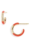 Ippolita Carnevale 18k Gold, Ceramic & Diamond Huggie Hoop Earrings In Red