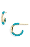 Ippolita 18k Yellow Gold Chimera Carnevale Stardust Diamond & Enamel Huggie Hoop Earrings In Turquoise